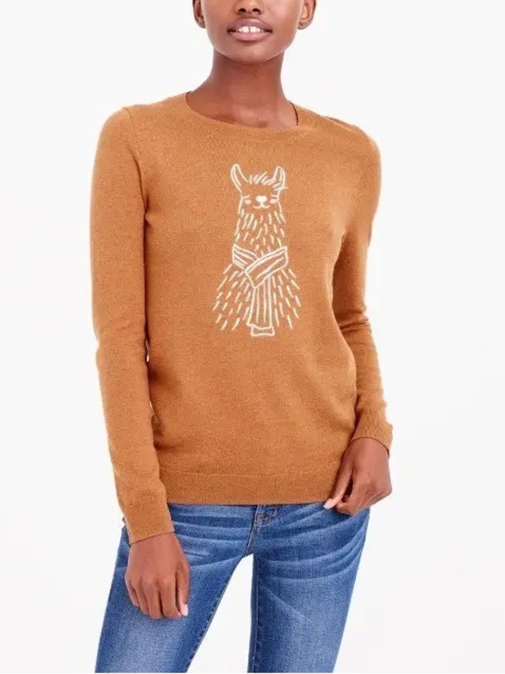 J. Crew Wool Blend Embroidered Alpaca Teddie Sweater Medium Pullover Long Sleeve